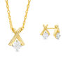 Thumbnail Image 1 of 0.45 CT. T.W. Diamond Solitaire "X" Pendant and Stud Earrings Set in 10K Gold