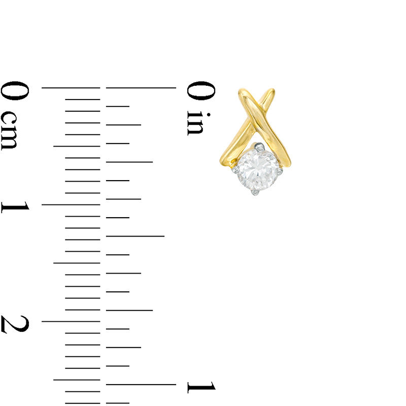 Main Image 3 of 0.45 CT. T.W. Diamond Solitaire "X" Pendant and Stud Earrings Set in 10K Gold