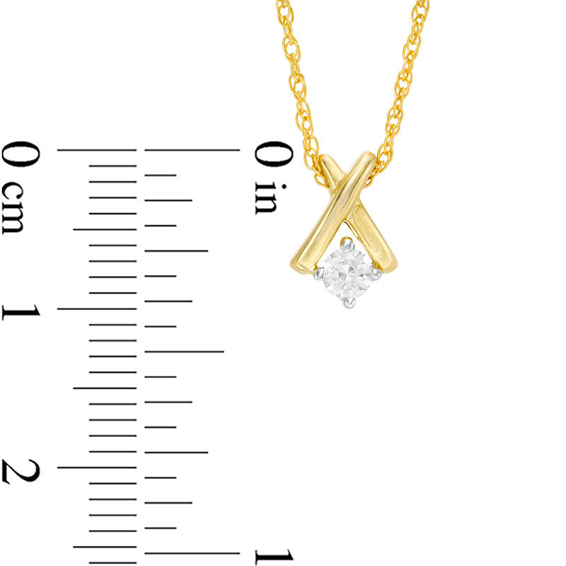 Main Image 4 of 0.45 CT. T.W. Diamond Solitaire "X" Pendant and Stud Earrings Set in 10K Gold
