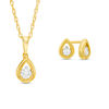 Thumbnail Image 0 of 0.23 CT. T.W. Diamond Beaded Open Frame Solitaire Teardrop Pendant and Stud Earrings Set in 10K Gold