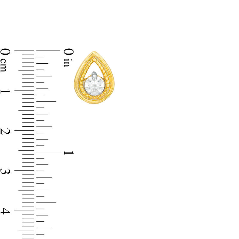 Main Image 2 of 0.23 CT. T.W. Diamond Beaded Open Frame Solitaire Teardrop Pendant and Stud Earrings Set in 10K Gold