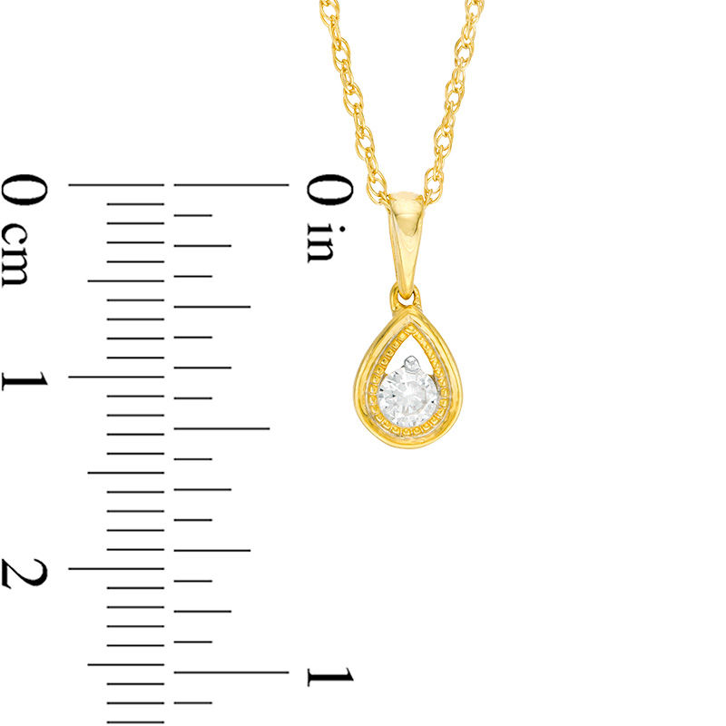 Main Image 3 of 0.23 CT. T.W. Diamond Beaded Open Frame Solitaire Teardrop Pendant and Stud Earrings Set in 10K Gold