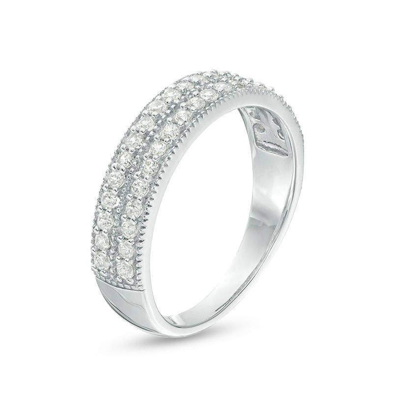 0.37 CT. T.W. Diamond Double Row Vintage-Style Band in 10K White Gold