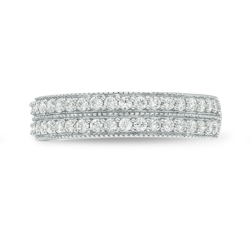 0.37 CT. T.W. Diamond Double Row Vintage-Style Band in 10K White Gold