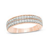 Thumbnail Image 0 of 0.37 CT. T.W. Diamond Double Row Vintage-Style Band in 10K Rose Gold