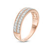 Thumbnail Image 2 of 0.37 CT. T.W. Diamond Double Row Vintage-Style Band in 10K Rose Gold