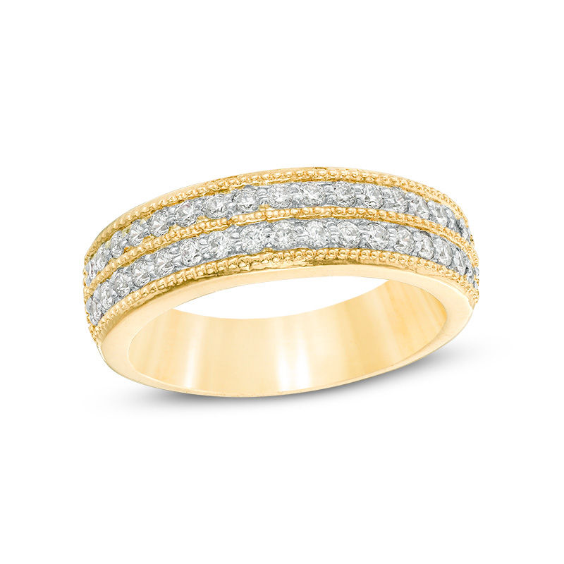 0.45 CT. T.W. Diamond Double Row Vintage-Style Anniversary Band in 10K Gold|Peoples Jewellers