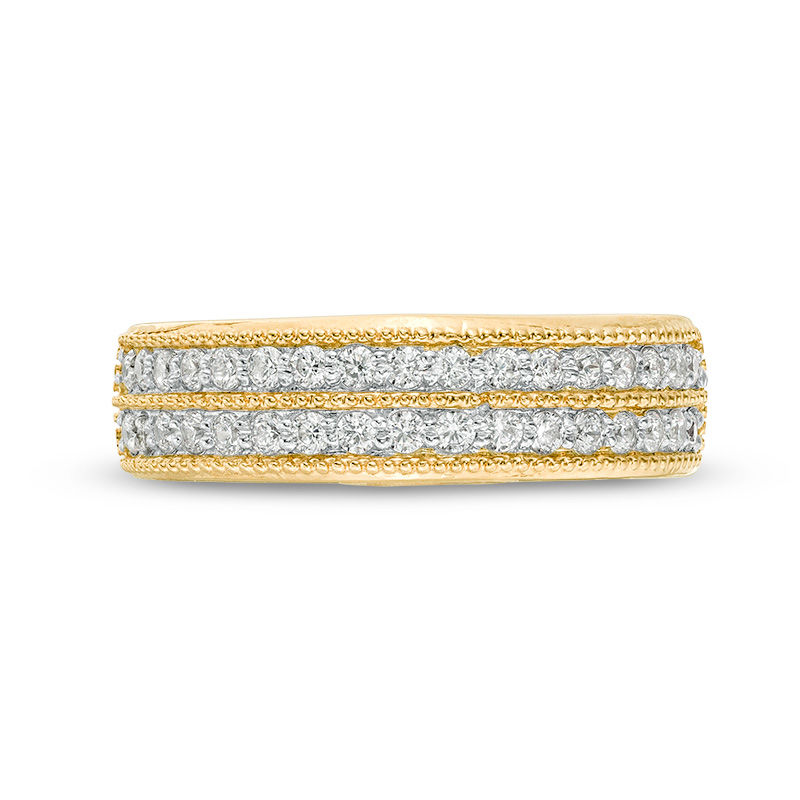 Main Image 4 of 0.45 CT. T.W. Diamond Double Row Vintage-Style Anniversary Band in 10K Gold