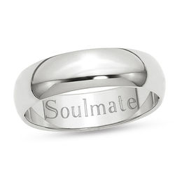 Engravable 6.0mm Half-Round Wedding Band (1 Line)