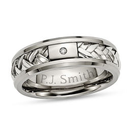 Men's Diamond Accent Engravable Wedding Band in Titanium (1 Line)