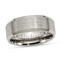 8.0mm Engravable Bevelled Edge Wedding Band in Titanium (1 Line)