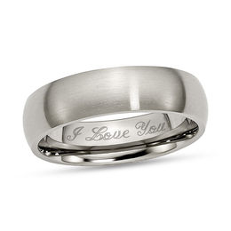 6.0mm Engravable Brushed Wedding Band in Titanium (1 Line)