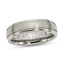 6.0mm Engravable Groove Wedding Band in Titanium (1 Line)