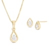 Thumbnail Image 0 of 0.45 CT. T.W. Diamond Solitaire Teardrop Pendant and Stud Earrings Set in 10K Gold