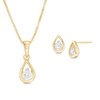 Thumbnail Image 1 of 0.45 CT. T.W. Diamond Solitaire Teardrop Pendant and Stud Earrings Set in 10K Gold