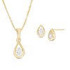 Thumbnail Image 0 of 0.45 CT. T.W. Diamond Solitaire Teardrop Pendant and Stud Earrings Set in 10K Gold