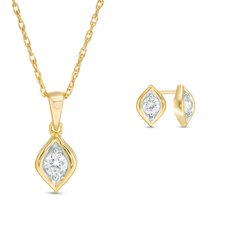 T.W. Diamond Solitaire Flame Pendant 