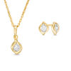 0.23 CT. T.W. Diamond Channel-Set Solitaire Twist Flame Pendant and Stud Earrings Set in 10K Gold