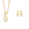 Thumbnail Image 0 of 0.23 CT. T.W. Diamond Solitaire Infinity Pendant and Stud Earrings Set in 10K Gold
