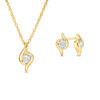 Thumbnail Image 0 of 0.23 CT. T.W. Diamond Channel-Set Solitaire Bypass Flame Pendant and Stud Earrings Set in 10K Gold