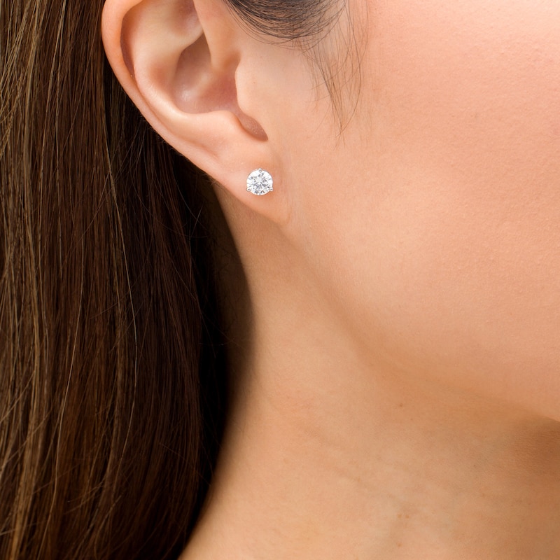Main Image 2 of 1.50 CT. T.W. Certified Canadian Diamond Solitaire Stud Earrings in 14K White Gold (I/I2)