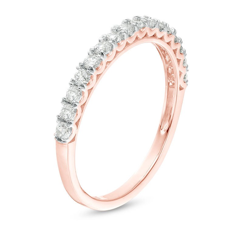 Main Image 3 of 0.37 CT. T.W. Diamond Wedding Band in 10K Rose Gold
