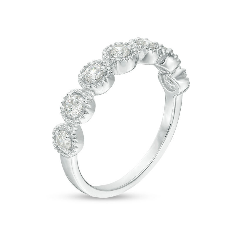 Main Image 3 of 0.45 CT. T.W. Diamond Frame Seven Stone Vintage-Style Stackable Band in 10K White Gold