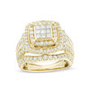 Thumbnail Image 1 of 2.00 CT. T.W. Princess-Cut Composite Diamond Double Frame Multi-Row Vintage-Style Engagement Ring in 10K Gold
