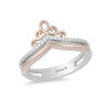 Thumbnail Image 0 of Enchanted Disney Princess 0.085 CT. T.W. Diamond Tiara Stacked Ring in Sterling Silver and 10K Rose Gold