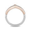 Enchanted Disney Princess 0.085 CT. T.W. Diamond Tiara Stacked Ring in Sterling Silver and 10K Rose Gold