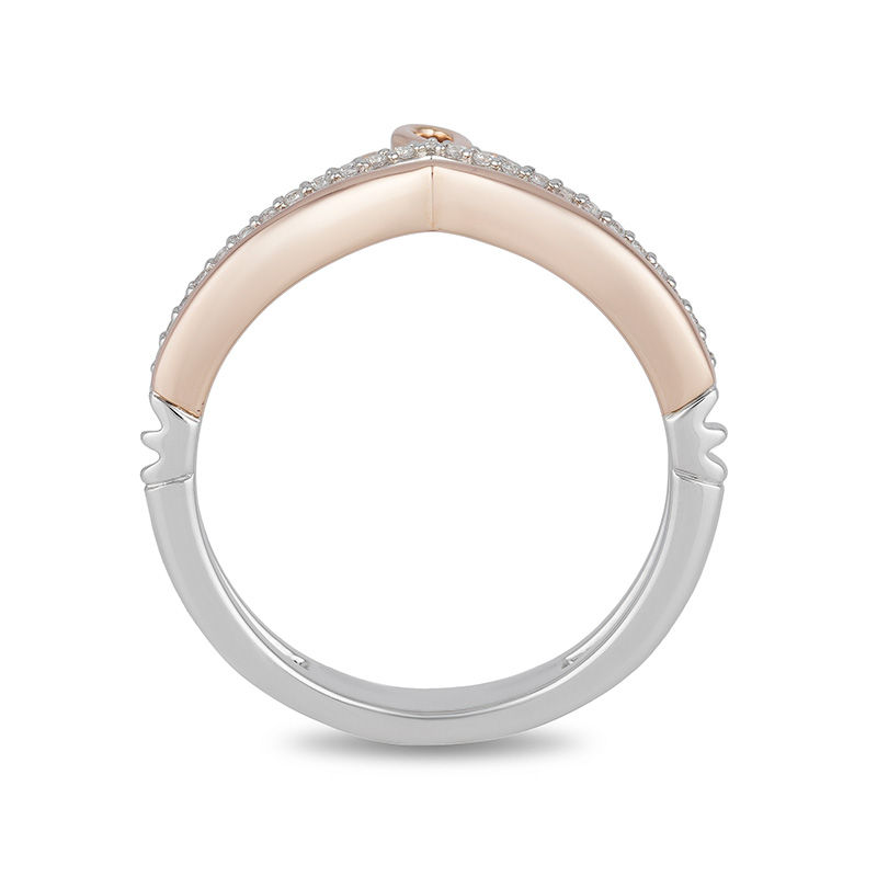Enchanted Disney Princess 0.085 CT. T.W. Diamond Tiara Stacked Ring in Sterling Silver and 10K Rose Gold