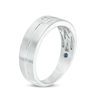 Thumbnail Image 2 of Vera Wang Love Collection Men’s 0.07 CT. Square Diamond Solitaire Centre Groove Wedding Band in 14K White Gold