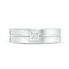 Thumbnail Image 2 of Vera Wang Love Collection Men’s 0.07 CT. Square Diamond Solitaire Centre Groove Wedding Band in 14K White Gold