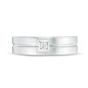 Thumbnail Image 3 of Vera Wang Love Collection Men’s 0.07 CT. Square Diamond Solitaire Centre Groove Wedding Band in 14K White Gold