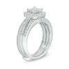 Thumbnail Image 1 of 0.75 CT. T.W. Quad Princess-Cut Diamond Frame Vintage-Style Bridal Set in 10K White Gold