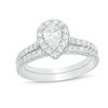 Thumbnail Image 0 of 1.25 CT. T.W. Certified Canadian Pear-Shaped Diamond Frame Bridal Set in 14K White Gold (I/SI2)