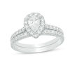 Thumbnail Image 1 of 1.25 CT. T.W. Certified Canadian Pear-Shaped Diamond Frame Bridal Set in 14K White Gold (I/SI2)