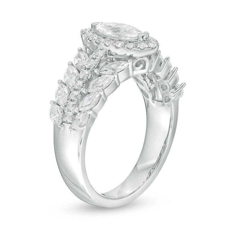 Main Image 2 of 1.75 CT. T.W. Marquise Diamond Frame Multi-Row Engagement Ring in 14K White Gold