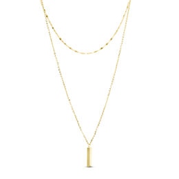 Double Strand Choker Necklace in 14K Gold - 16"