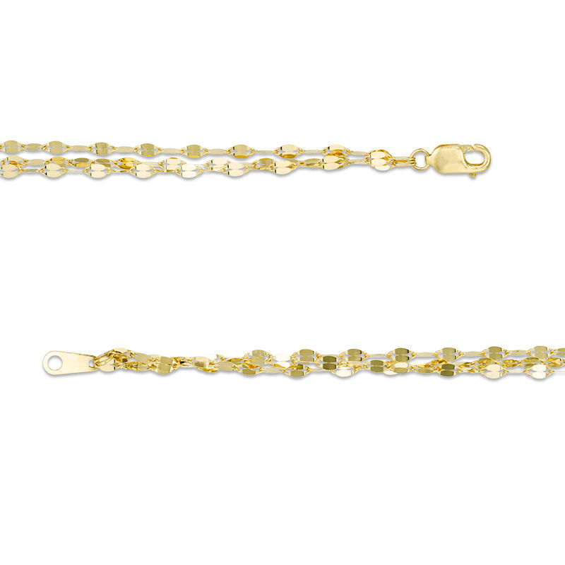 Italian Gold 030 Gauge Triple Strand Mirror Chain Bracelet in 14K Gold - 7.25"