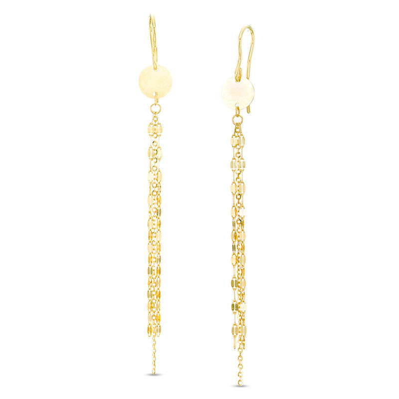 Triple Strand Mirror Chain Drop Earrings in 14K Gold|Peoples Jewellers