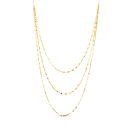 Italian Gold 030 Gauge Triple Strand Mirror Chain Necklace in 14K Gold - 20&quot;