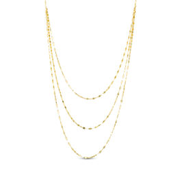 030 Gauge Triple Strand Mirror Chain Necklace in 14K Gold - 20"