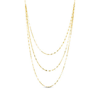 030 Gauge Triple Strand Mirror Chain Necklace in 14K Gold - 20"
