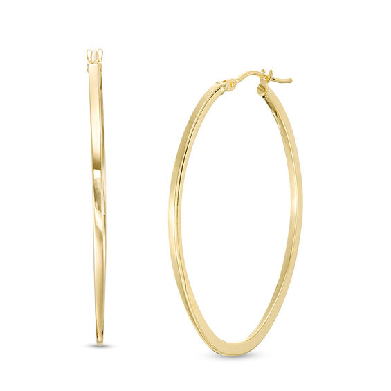 Italian Gold 10.0mm Oval Hoop Earrings in 14K Gold