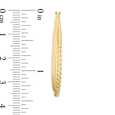 30.0mm Diamond-Cut and Ribbed Hoop Earrings in 14K Gold