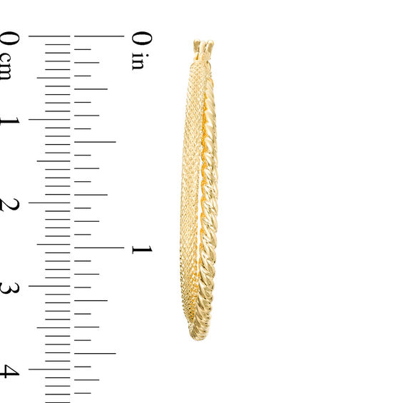 30.0mm Diamond-Cut and Ribbed Hoop Earrings in 14K Gold