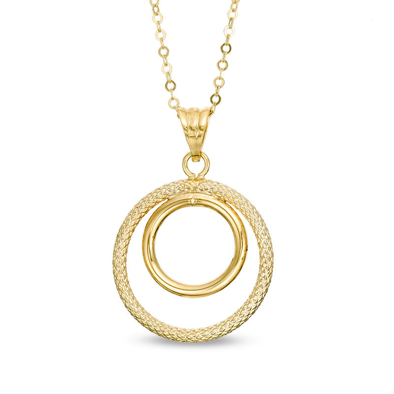 Diamond-Cut Double Circle Pendant in 14K Gold - 20"|Peoples Jewellers