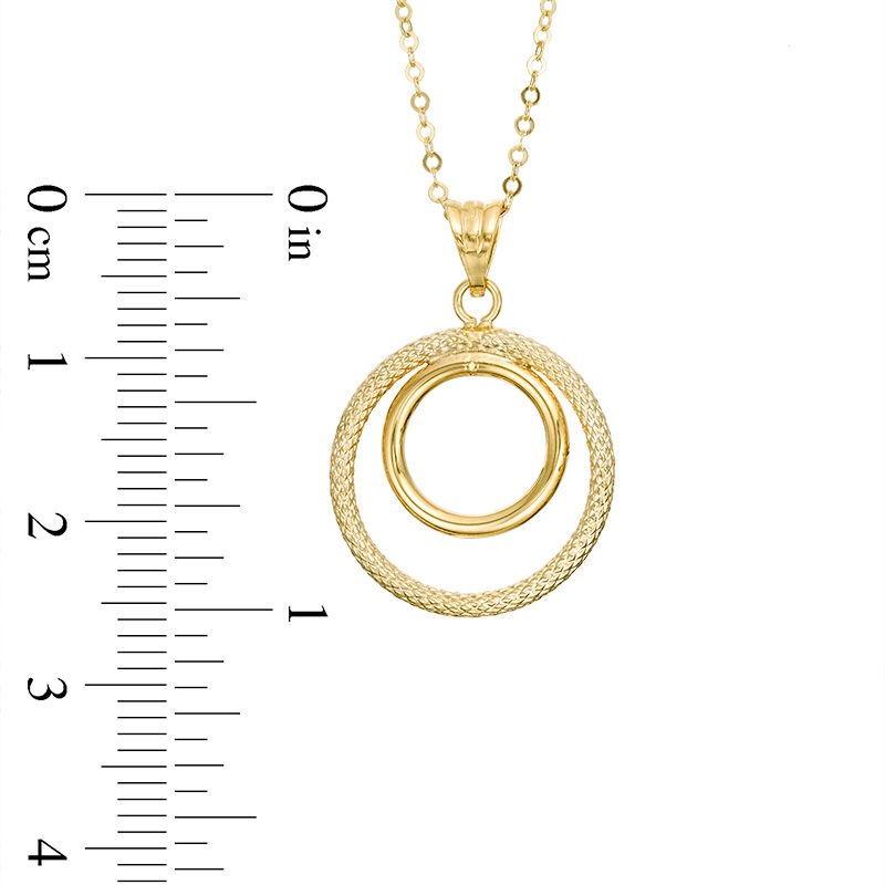 Diamond-Cut Double Circle Pendant in 14K Gold - 20"