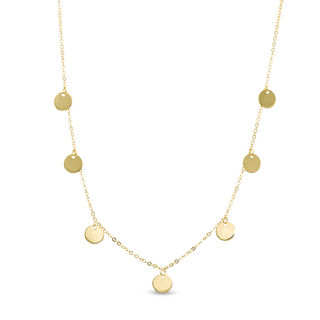 Disc Dangle Station Necklace in 14K Gold